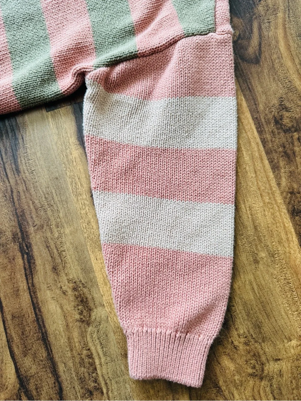 Kids  Striped Crewneck Sweater By Easy Peasy - Pink & Sage Size 4T
